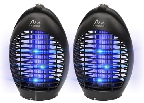 Gardigo Insektenvernichter Elektrisch mit LED UV Licht für 20m² - 2er Set I Mückenfalle Fliegenfalle | Insektenschutz Insektenabwehr für drinnen I Elektrischer Mückenschutz | Fliegenvernichter
