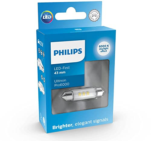 Philips Ultinon Pro6000 LED Festoon lampe de signalisation automobile (C5W), 6.000K, 43mm Blanc