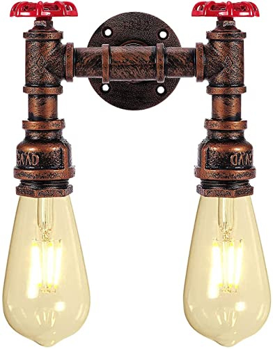 KAWELL Kreative Vintage Kerze Wandleuchte Industrielle Retro Wandlampe | Schmiedeeisen Wasserrohr, E27 60W Max, für Restaurant Cafe Bar Flur Küche Schlafzimmer