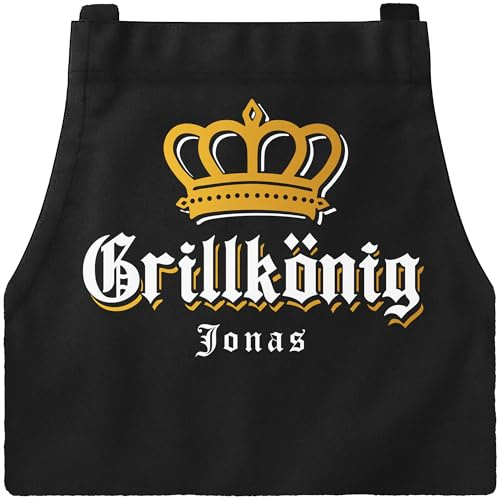 MoonWorks® Premium Grill-Schürze für Männer bedruckt Aufschrift Grillkönig Krone Baumwolle