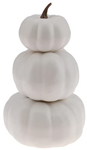 Gresorth Stacked White Pumpkins Towel Fake Artificial Halloween Decoration DIY Crafts Paintable Pumpkin for Home Party Table Kitchen Wedding Decorating