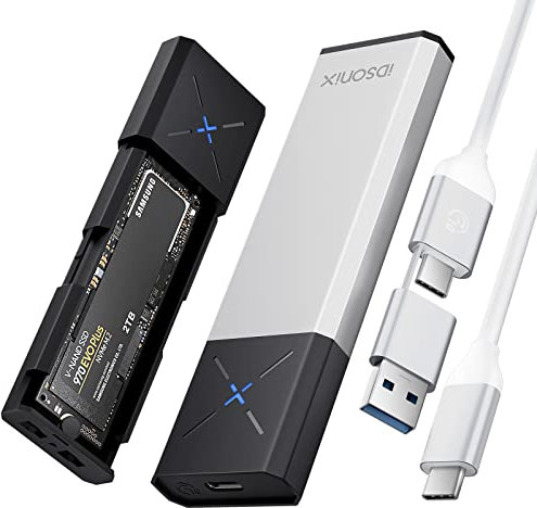 iDsonix M.2 [NVMe & SATA] SSD Gehäuse Adapter [Werkzeugfrei][Aluminium], NVMe zu USB 3.2 Gen 2 10Gbps, M.2 zu USB A&C Unterstützt M-Key/B+M Key, mit UASP Trim für 2230/2242/2260/2280 SSD