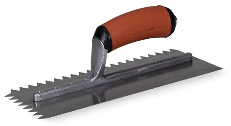 MARSHALLTOWN QLT 1/2 x 1/2 V-Shaped Notched Trowel, USA Made 11x4.5 Inch Riveted Tiling Trowel, NT765SG