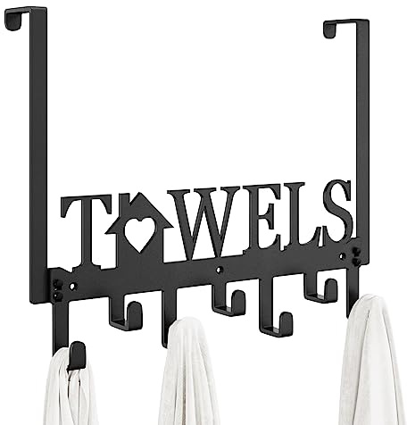 SWTYMIKI Over Door Hooks Hanger - Over Door Hanger Without Drilling, Heavy Duty Over Door Coat Hooks with 7 Hooks for Hanging Coats, Towels,Clothes, for Bedroom, Bathroom, Living Room