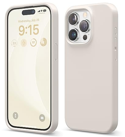 elago Compatible with iPhone 15 Pro Case, Liquid Silicone Case, Full Body Protective Cover, Shockproof, Slim Phone Case, Anti-Scratch Soft Microfiber Lining, 6.1 inch (Stone)