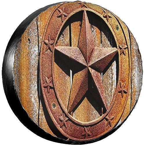 747 Reifenschutzhülle Retro Metall Western Texas Star Vintage Retro Holzbrett Sauberen Reifensack Waschbar Reifentaschen Für SUV Auto Caravan 16inch