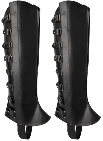 FORNYIN Medieval Boot Cover Men Faux Leather Pirate Renaissance Boot Covers for Halloween Cosplay Costume Black