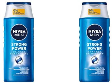 NIVEA MEN Strong Power Shampoo, kräftigendes Haarshampoo ohne Silikone und Mikroplastik, Männer Shampoo mit Meeresmineralien und pH-optimierter Formel (250 ml) (Packung mit 2)