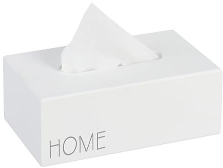 Relaxdays Caja de Pañuelos Cosméticos Home, Contenedor Toallitas Rectangular, 9x25x15 cm, Dispensador para Tisú, Blanco, Tablero de Fibras