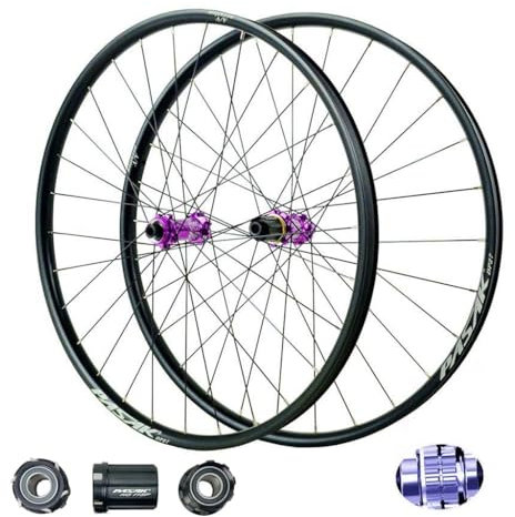 LPYDWZ MTB Fahrradräder 26/27,5/29 Zoll, Aluminiumlegierung 54T Hybrid/abgedichtete Lager 110 148MM Steckachse Fahrradfelge 28 Loch for 11/12 Geschwindigkeit 1950g(Purple-A Hub,27.5 inch)