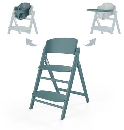 CYBEX Guld CLICK & FOLD Barnstol 3in1 set, Växer med barnet, 6 månader - 99 år, Kan användas från födseln genom separat Babysitter i guld, Inkl. babyset och bricka, bokträ/plast, Stenblå