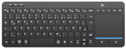 Bnnwa Kabellose Bluetooth-Tastatur mit Touchpad(Dual BT+2.4G USB) | Kabellose TV-Tastatur mit Touch-Trackpad, unterstützt 3 Geräte für TV, Windows, Android, Chrome OS, Laptop, Tablet