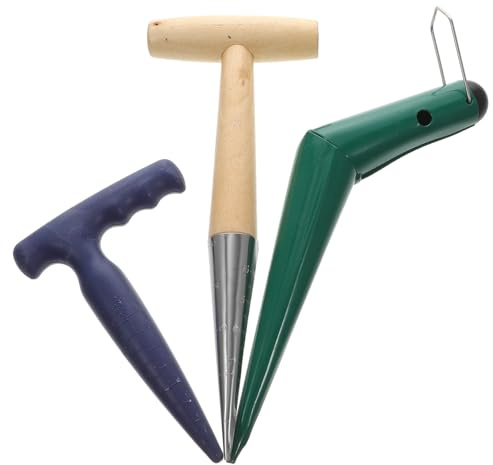 POPETPOP Perforadora De Jardinería Herramienta Para Plantar Plantador Manual Mango De Madera Herramientas Perforadoras De Tierra Para Jardín
