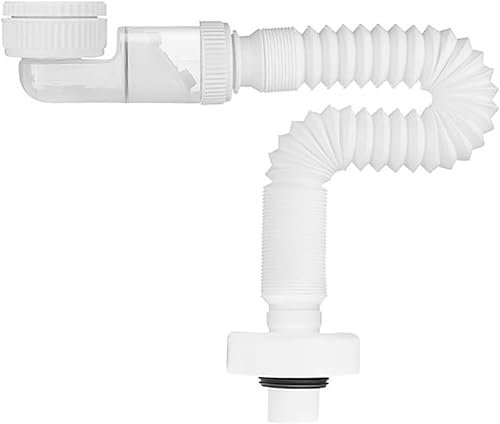 Fokroin Sifone da 11/4 pollici, Tubo Di Scarico Flessibile, Tubo Flessibile di Scarico per Lavabo, Sifone per lavandino, Semplice montaggio senza utensili, Tubo di Scarico con Chiusura Antiodore