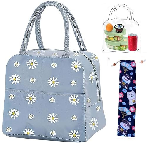 FonVan Bolsa Termica Porta Alimentos Con bolsa para cubiertos, 6L Bolsa pequeña para nevera, Bolsa del Almuerzo, Impermeable, Bolsa con Aislamiento Térmico para Trabajo, Clase, Salidas (Gris)