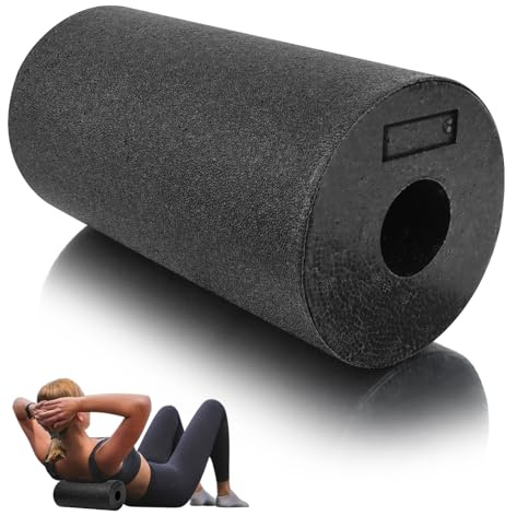 Rouleau de Massage, 30 x 15 cm Professionnel Foam Roller Pilates, Rouleau Massage Musculaire en Mousse, Rouleau de Fascia pour le Dos, la Taille, les Hanches et les Jambes (Dureté Moyenne, Noir)