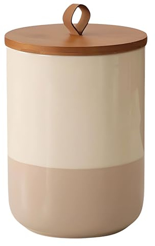 Gelory Food Storage Canister, Ceramic Jars with Airtight Wood Lids, Food Storage Jar for Flour Sugar Coffee Tea & Honey(44oz,1300ml)