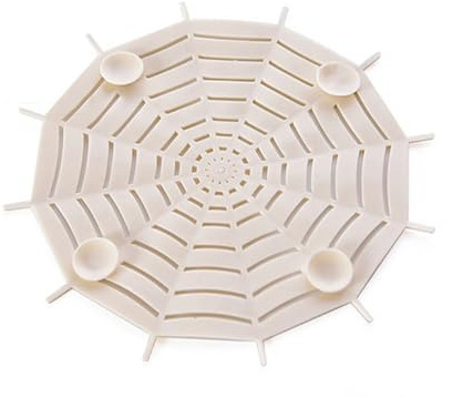 Crépine de Siphon de Sol en Tpr Beige, Motif Toile D’araignée, 2 Pièces | Cuisine et Maison, Filtre les Déchets et Retient les Cheveux, Lot Pratique pour Évacuation Propre