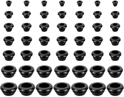 84 Stück Gummitülle, Kabeldurchführung Wasserdicht Gummi Verschlussstopfen | Schwarz Kabeltülle Gummitüllen für Kabel Durchgangstüllen zum Draht Und Kabelschutz (5/6/7/8/10/12/14 MM)