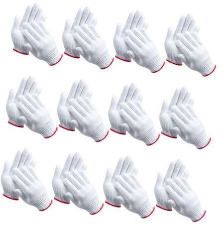 Alipis 12 Pairs Heavy Duty Nylon Work Gloves with Slip Protection for Gardening Bbq Painting and Outdoor Cooking Reusable and Washable Cotton Liner Gloves for Men and Women