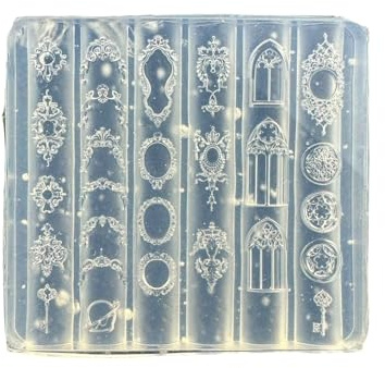 Molde de silicona con diseño de relieve floral vintage europeo para arte de uñas y plantilla de manicura de uso profesional