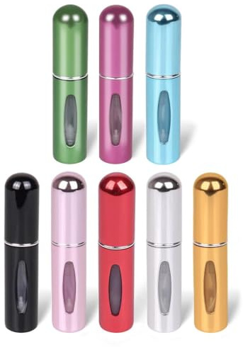 JYNXOR Atomizador Perfume Recargable,8 Piezas de 5ml Atomizador Perfume Recargable,Mini Botella Rociadora Portátil,Perfume Miniatura Sin Fugas,para Viajar
