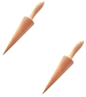 2 Stück Waffelkegel Roller, Pizzelle Roller Cone, Waffeln Eiswaffeln Hörnchen, Hörnchenformer Holz, Eistüten Waffel Keil, Waffeln Eismaschine, Holzgebäck Waffelkuchen Backwerkzeug DIY-Waffeln (Khaki)