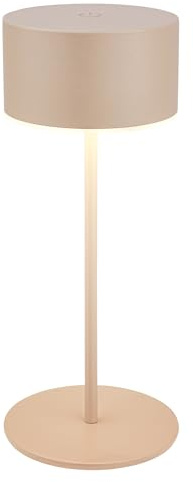 BRILONER - LED Tischlampe kabellos IP44 mit Touch, dimmbar, Lichtkante, Nachttischlampe, Leselampe, LED Lampe, Campinglampe, Tischleuchte, Akkulampe, Outdoor Lampe, 8x18 cm, Beige