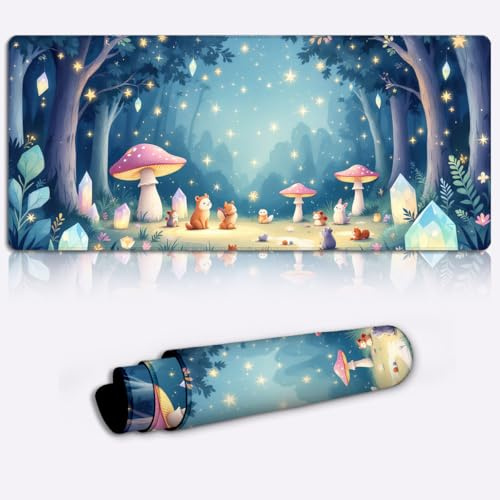 magical mushroom forest Gaming Mouse Pad Non-Slip Rubber Base Pad Office Home Novelty Printed Desk Accessory Laptop Desktop Printed Art Ergonomic 600 * 350 * 4mm