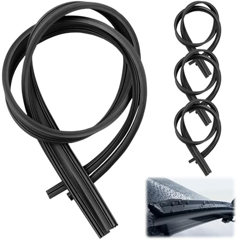 8Pcs 32 Wiper Blade Refills, Natural Windscreen Wiper Rubber Strips, Universal Frameless Windscreen Wipers Blade Refill for Most Auto Vehicle Vans Trucks Buses, All-Weather Performance