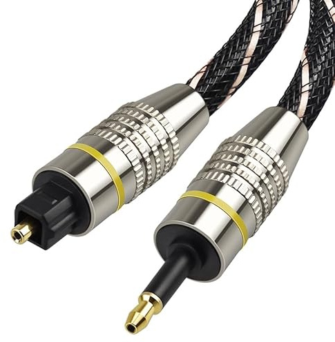 HAIZHI Cavo Digitale da Toslink a Mini Toslink Cavo in Fibra Ottica SPDIF da 3,5 mm Adattatore Cavo Audio da 3,5 a Ottico 5 m 10 m(3.5 Optical Cable,15m)