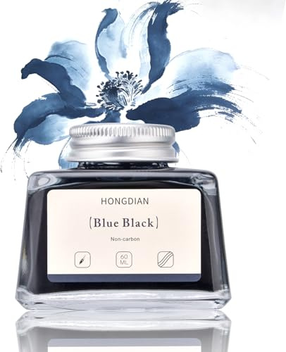 Hongdian Fountain Pen Bottled Ink Blue Black Color, 60ml Non Carbon Inkwell Bottle, Artist Calligraphy Ink