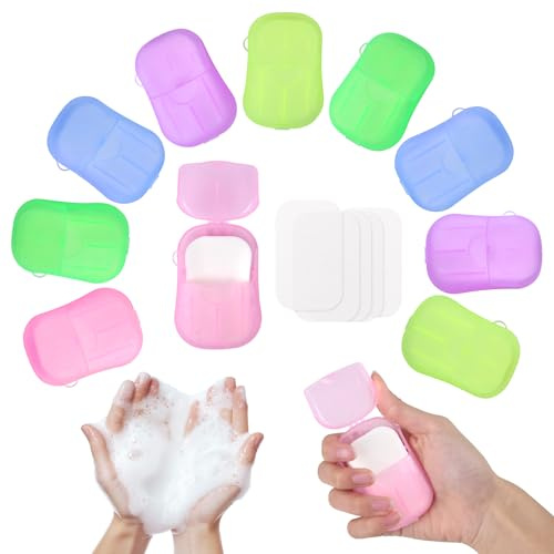 HXC Lot de 360 feuilles de savon pour les déplacements - 10 boîtes de savon en papier - Mini savons jetables - Pour l'extérieur, les voyages, le camping, la randonnée