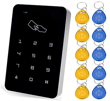 YAVIS 125 HZ RFID Zugangskontrolle, Codeschloss Türöffner Tastatureingerät, Einzeltüreingang, Touch-Panel, Standalone für Außen- und Innenbereich, für 1000 Benutzer + 10 Schlüsselanhänger