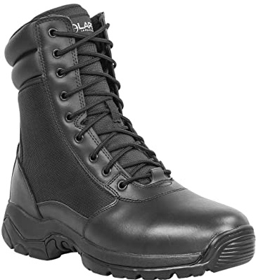 LAPG Men's Core 8 Side-Zip Tactical Work Boots, Lightweight and Durable Suede Leather Military Combat Boots for Hiking, Motorcycling,Jungle, Army, and Outdoor Activities, Black, Size 12-Standard