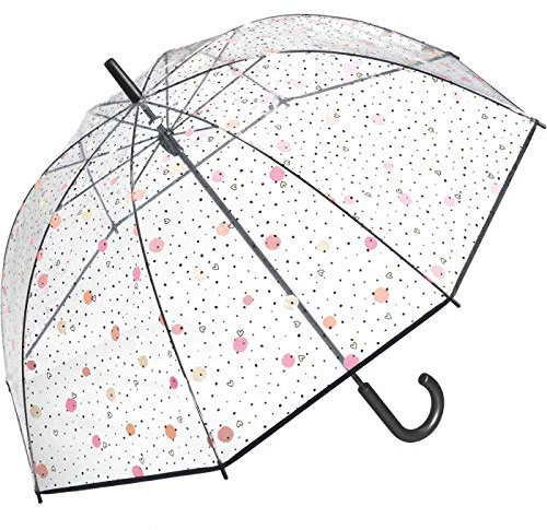 Parapluie Cloche Transparent à Pois - Femme Solide Multicolore Coeur - Diamètre 95 cm