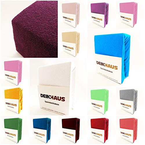 DH DEIN.HAUS Frottee Spannbettlaken 140 x 200 cm – Baumwolle, mit Gummizug, weich & pflegeleicht, Bettlaken – Farbe: schwarz