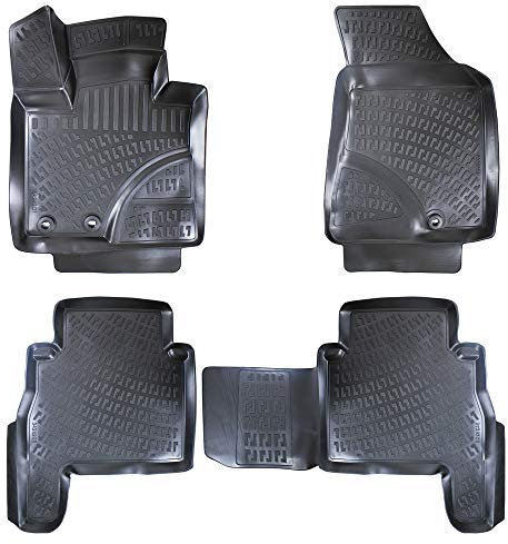 Rizline Passgenau 3D Fussmatten Auto Kompatibel mit Kia Sorento 2.Gen 2009-2014 Auto Zubehör 1. und 2. Reihe Gummimatten Autos TPE Allwetter Geruchlos rutschfest Vorne & Hinten Schwarz