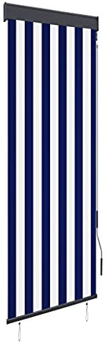 Festnight Senkrechtmarkise Vertikalmarkise Außenrollo Balkonrollo Balkonmarkise Aussenrollo Rollo Verdunkelungsrollo Balkon Sichtschutz Außen Sonnenschutz 60x250 cm Blau und Weiß