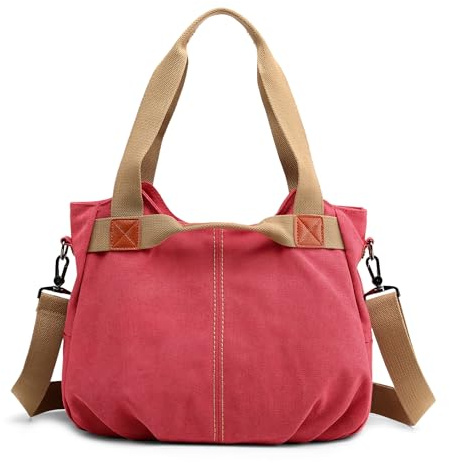 DIRRONA Bolso Bandolera Mujer de Lona, Bolso Multibolsillos de Gran Capacidad para Trabajo, Viaje y Uso Diario