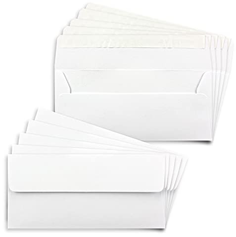 50x Briefumschläge DIN Lang in Weiß mit Haftklebung - 11 x 22 cm - 100 g/m² - Briefkuvert ideal für Briefe und Einladungen