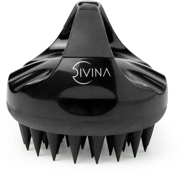 ReViver DIVINA BLK spazzola massaggiante esfoliante rivitalizzante in morbido silicone per capelli Mossi e Ricci