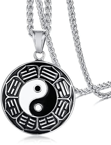 Skcess Halskette Jungen, Halskette Herren Silber Tai Chi Edelstahl Halsketten für Männer anhänger Halskette Liebesgeschenke für Männer