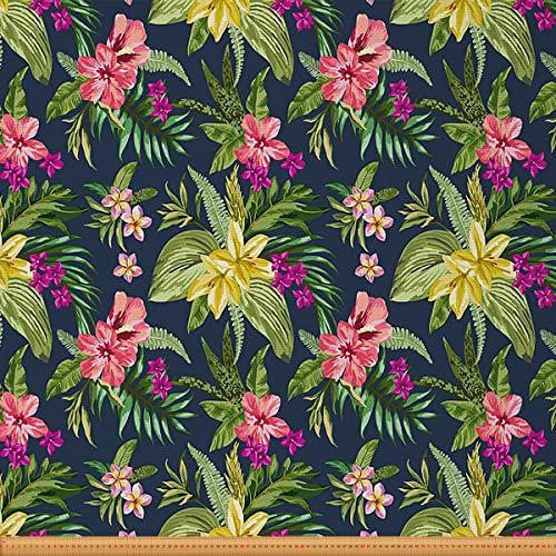Polsterstoff mit Blumenmuster für Stühle Stoff mit Tropischen Palmen Meterware Dekostoff mit Hawaii Bananenblättern Flanze Blume Drinnen Draußen Stoff Wasserdichter Stoff Grün Rosa 276 x 150 (HxB)