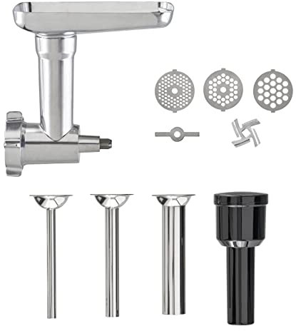 CASO Fleischwolf-Zubehör zur Küchenmaschine KM 1800 Black, 4-fache Edelstahlklinge, 3 Edelstahl-Lochscheiben (fein, medium, grob), 3 Edelstahl-Wurstvorsätze, Spülmaschinengeeignet