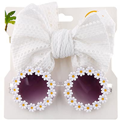 LICHENGTAI Fasce per Capelli con Fiocco per Neonata Occhiali da Sole a Fiori per Bambini Elastica Accessori Fasce per Capelli per Bambini Fascia Capelli per Fotografie e Feste