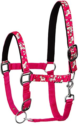 Start Unicorn36 Halfter für Pferde Vollblut, Pony – Stallhalfter mit zweistufiger Verstellung - Kinn und Genickstück – Weidehalfter, Pferd Halfter Warmblut (Rosa, Full (Warmblut))
