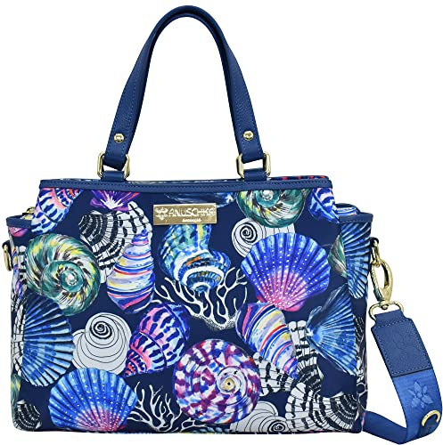 Anuschka Wanderlust Kollektion - Satchel Handtasche mit vielen Fächern - Stoff-Satchel-Taschen für Damen - Sea Treasures