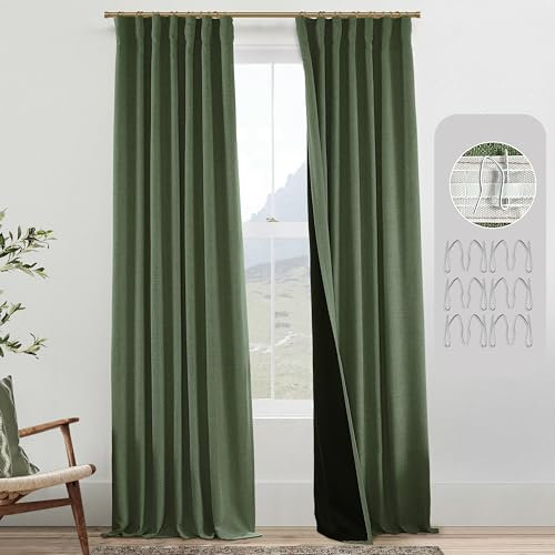 PANELSBURG 108 Inch Curtains for Bedroom,Thick Blackout Olive Green Curtains for Living Room 108 Inches Long Set 2 Panels