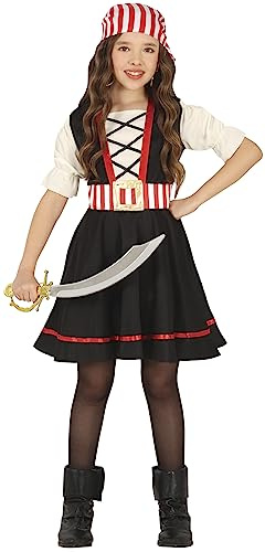 FIESTAS GUIRCA Piratkorsettdräkt för flickor - barndräkt inkl. piratklänning och halsduk 5-6 år